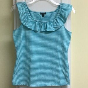 Talbots Petite Ruffle-trimmed Striped Knit Tank